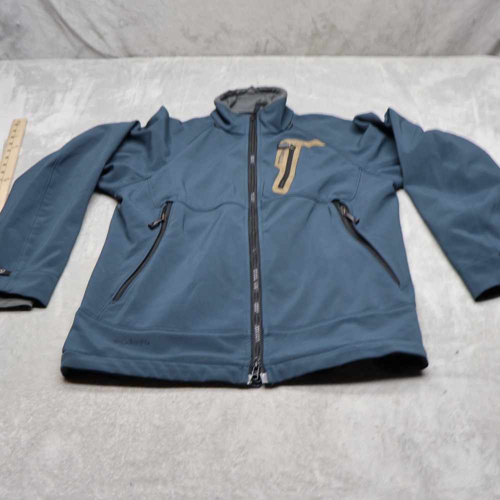 Columbia Titanium Jacket Mens Small Blue Softshell Weatherproof Full Zip Hiking